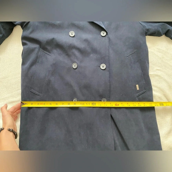 LONDON Fog Navy Blue Classic Double-Breasted Vintage Trench Coat Size 12P - Picture 16 of 17
